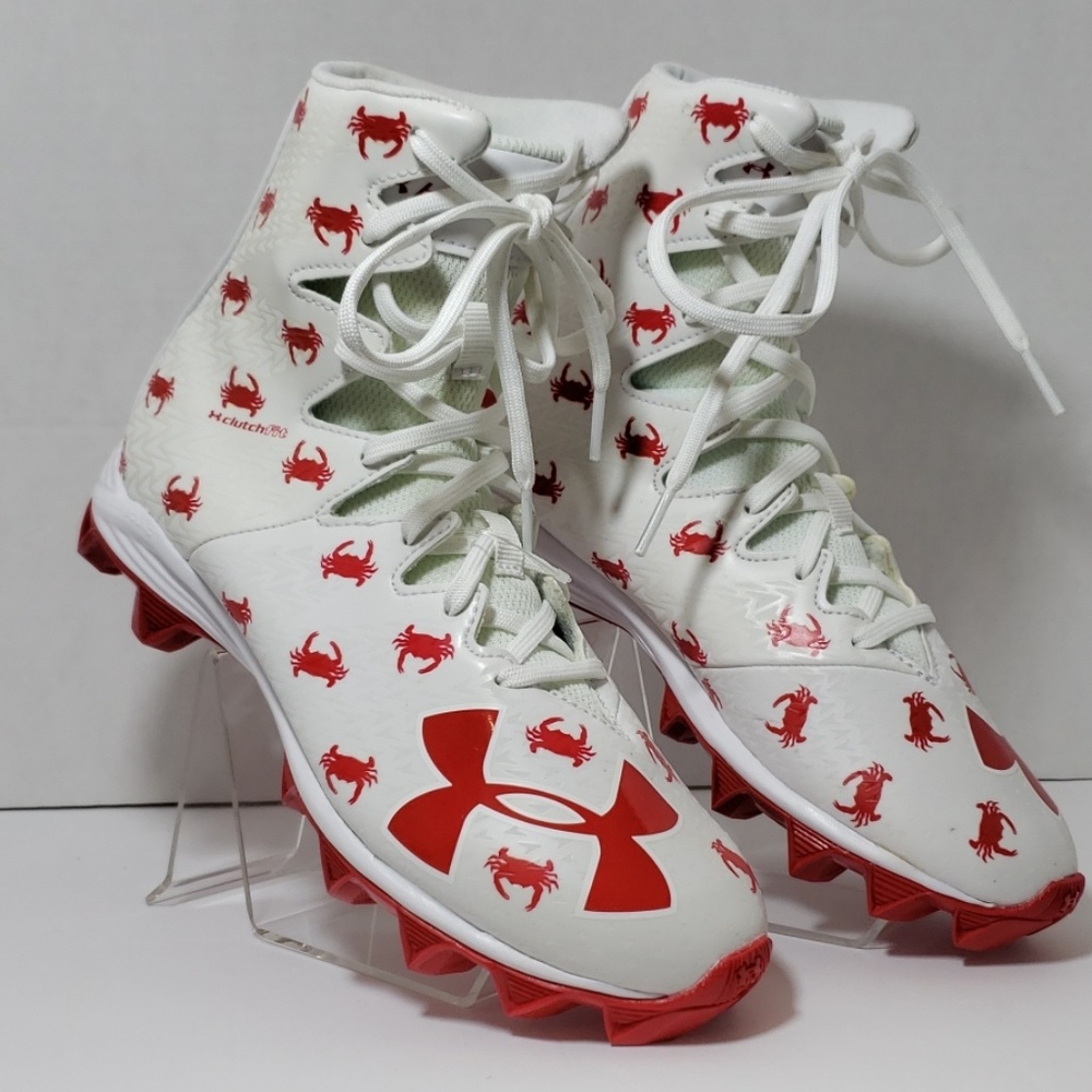 Under Armour Kids Crab Cleats SZ 3 and 4.5 red